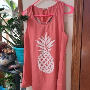Pink Pineapple Shirt Boutique Mint Bow Back - Hot Pink Pineapple Tank